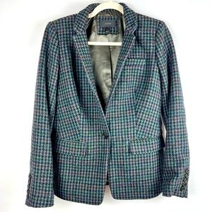 J. Crew Tweed Wool Navy & Multi Color Long Sleeve Blazer Size 4